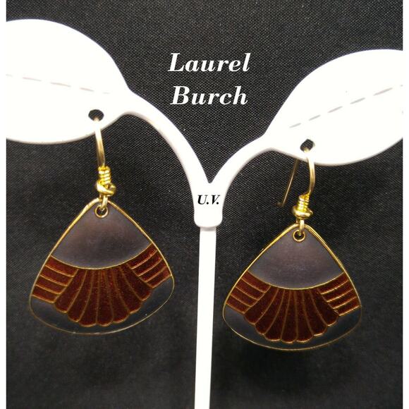 Laurel Burch Waterfall Design Earrings Gold Plated 1980s Vintage Jewelry